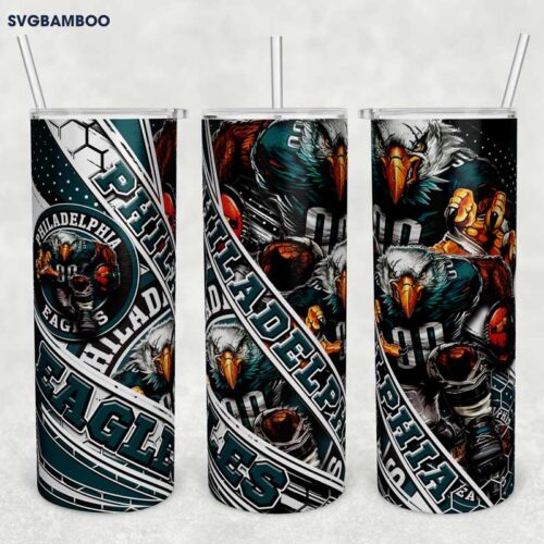 Philadelphia Eagles Tumbler Wrap PNG, NFL Logo Philadelphia Eagles Tumbler Template Sublimation, Sport Logo 20oz Skinny Tumbler PNG