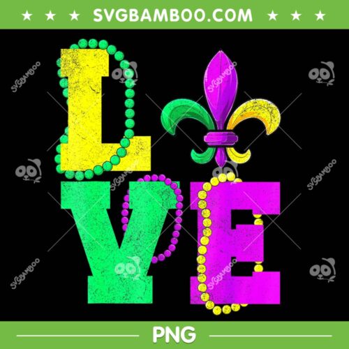 Retro Mardi Gras Love PNG, Fleur De Lys Apparel PNG, Funny Love Mardi Gras PNG