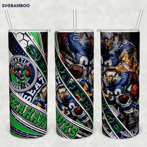 Seattle Seahawks Tumbler Wrap PNG, Seattle Seahawks Logo Tumbler Template Sublimation, Football Team 20oz Skinny Tumbler PNG
