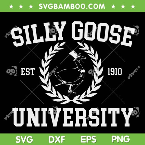 Silly Goose University SVG PNG, Black and White Silly Goose Meme SVG, Funny School Bird DXF EPS SVG PNG