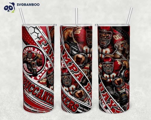 Tampa Bay Buccaneers Tumbler Wrap PNG, Tampa Bay Buccaneers Logo Tumbler Template Sublimation, Football Team 20oz Skinny Tumbler PNG