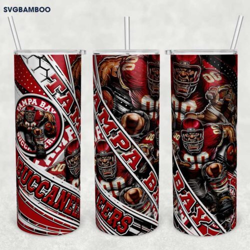 Tampa Bay Buccaneers Tumbler Wrap PNG, Tampa Bay Buccaneers Logo Tumbler Template Sublimation, Football Team 20oz Skinny Tumbler PNG