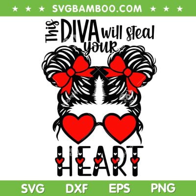 This Diva Will Steal Your Heart SVG PNG, Messy Bun Valentine 2023 SVG, Girl Valentine DXF EPS SVG PNG This Diva Will Steal Your Heart SVG PNG, Messy Bun Valentine 2023 SVG, Girl Valentine DXF EPS SVG PNG