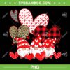 Three Gnomes Holding Hearts Valentines Day PNG, Buffalo Plaid Gnomes Valentine PNG, Gnomes With Heart PNG