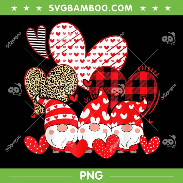 Three Gnomes Holding Hearts Valentines Day PNG