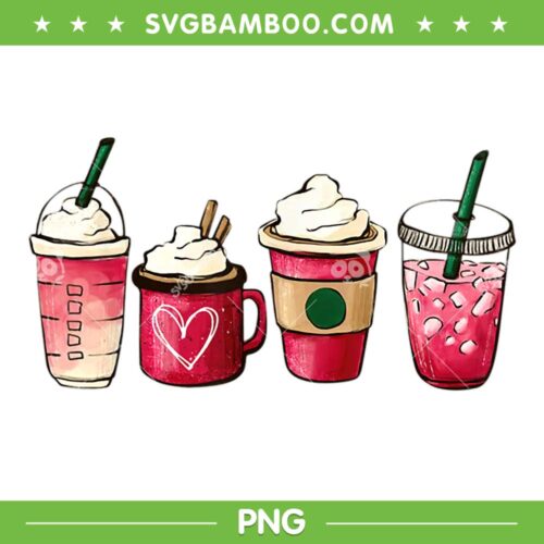 Valentine Coffee Latte PNG, Iced Coffee Valentine Day PNG, Happy Valentine Day PNG