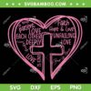 Valentines Day Pink Heart SVG PNG, Christian Cross Valentine SVG, Christian Valentine Day DXF EPS SVG PNG