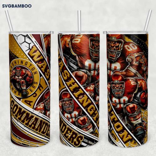 Washington Commanders Tumbler Wrap PNG, NFL Washington Football Team Tumbler Template Sublimation, Football Sports 20oz Skinny Tumbler PNG