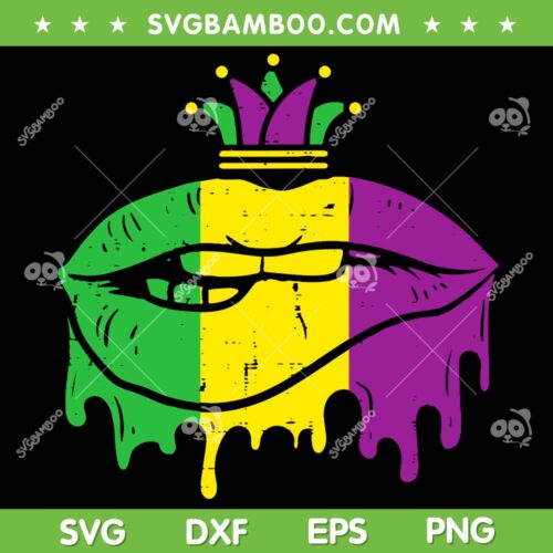 Womens Mardi Gras Dripping Lips SVG PNG, Jester Hat Mardi Gras Carnival SVG, Mardi Gras Lips DXF EPS SVG PNG