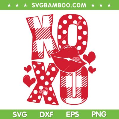 XOXO Buffalo Plaid SVG PNG, XOXO Lips And Heart SVG, Valentines XOXO DXF EPS SVG PNG