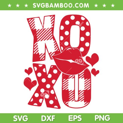 XOXO Buffalo Plaid SVG PNG, XOXO Lips And Heart SVG, Valentines XOXO DXF EPS SVG PNG