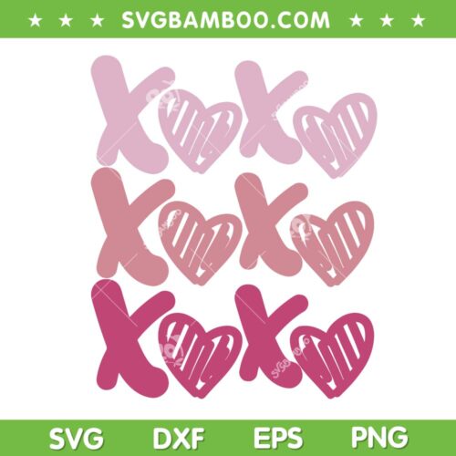 XOXO Hearts Valentine SVG PNG, XOXO Valentines Day SVG, Happy Valentines Day DXF EPS SVG PNG