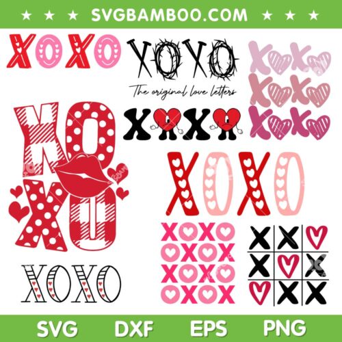 XOXO Valentine SVG Bundle, XOXO Hearts Valentine SVG Bundle, Valentines Day SVG Bundle DXF EPS SVG PNG