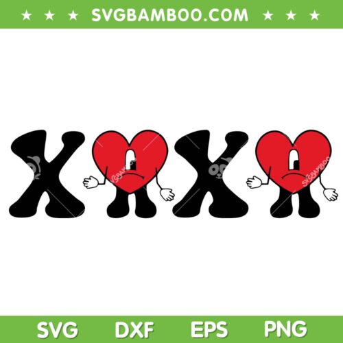 XoXo Bad Bunny SVG PNG, Sad Heart Valentine Day SVG, Bad Bunny Sad DXF EPS SVG PNG