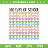 100 Days Of School Hearts SVG PNG, Retro 100th Teacher Heart SVG, 100 Hearts DXF EPS SVG PNG