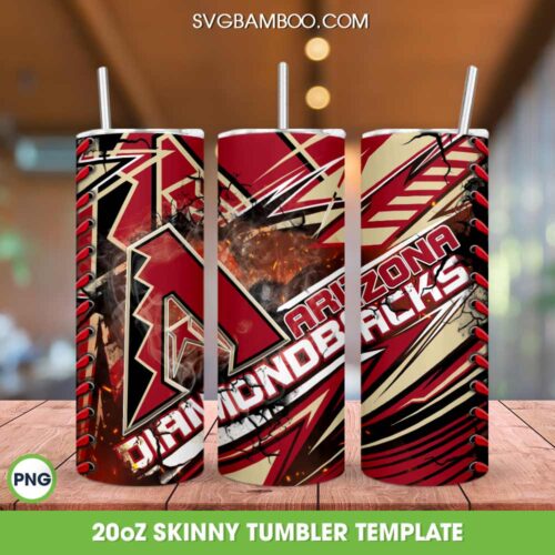 Arizona Diamondbacks Tumbler Wrap PNG, MLB Arizona Diamond Backs Tumbler Template Sublimation, Sports Logo 20oz Skinny Tumbler PNG