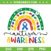 Rainbow Puzzle Autism Awareness SVG PNG, Autism Awareness Rainbow SVG, Autism Ribbon DXF SVG PNG EPS