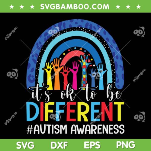 Autism Its Ok To Be Different SVG PNG, Rainbow Leopard Autism Awareness SVG, Autism Awareness DXF SVG PNG EPS