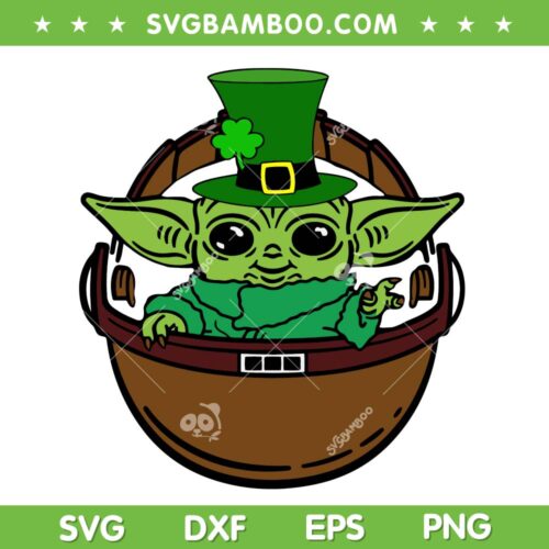 Baby Yoda St Patricks Day SVG PNG, Star Wars Yoda Saitn Patrick Shamrock SVG, St Patricks Day DXF SVG PNG EPS
