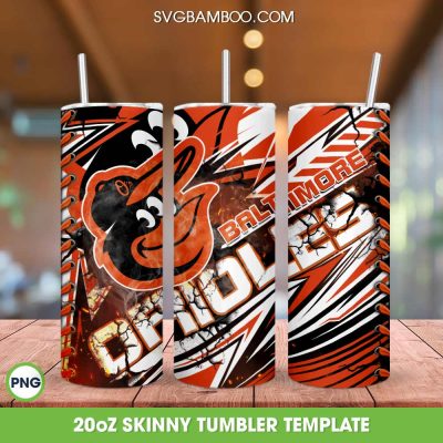 Baltimore Orioles Tumbler Wrap PNG, Baltimore Orioles Logo Tumbler Template Sublimation, Baseball Team 20oz Skinny Tumbler PNG