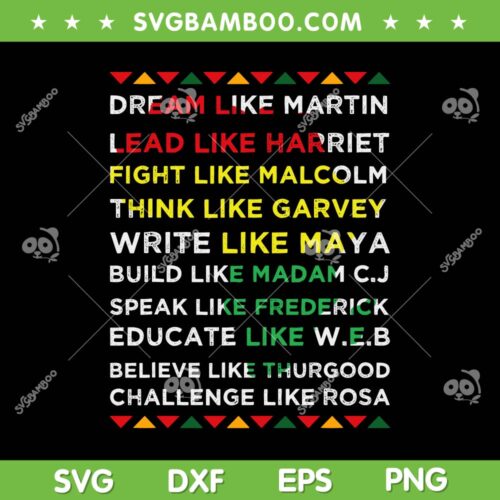 Black History Month Dream Like Martin SVG PNG, African American Activists SVG, Black History DXF EPS SVG PNG