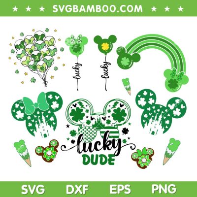 Disney Saint Patricks Day SVG Bundle, Mickey Mouse St Patricks Day SVG Bundle, Disney Mouse Shamrock DXF SVG PNG EPS