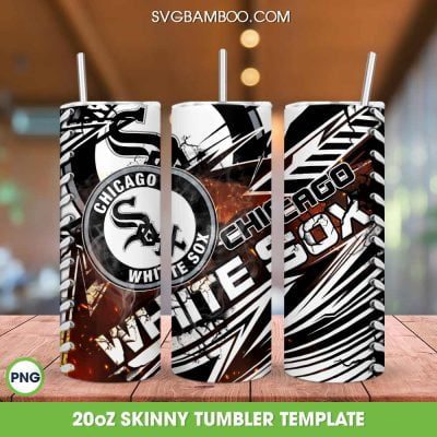 Chicago White Sox Tumbler Wrap PNG, MLB Chicago White Sox Tumbler Template Sublimation, MLB Logo 20oz Skinny Tumbler PNG