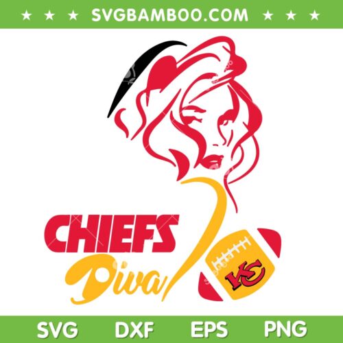 Chiefs Diva SVG PNG, Kansas City Diva Girl SVG, Kansas City Chiefs DXF EPS SVG PNG