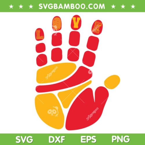 Chiefs Hand Love SVG PNG, Kansas City Hand SVG, KC Chiefs Football DXF EPS SVG PNG