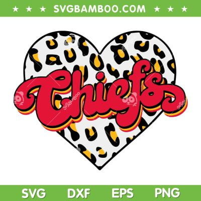 Chiefs Heart Leopard SVG PNG, Kansas City Chiefs Leopard SVG, Kansas City Football DXF EPS SVG PNG
