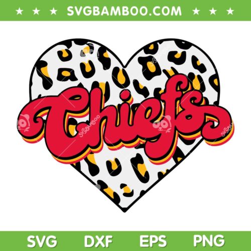 Chiefs Heart Leopard SVG PNG, Kansas City Chiefs Leopard SVG, Kansas City Football DXF EPS SVG PNG