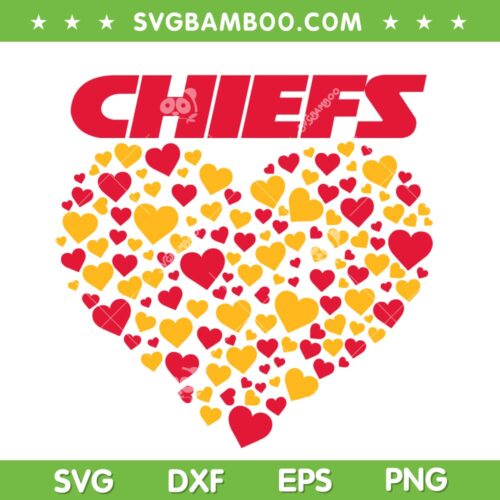Chiefs Heart SVG PNG, Kansas City Chiefs Football Love Heart SVG, KC Chiefs DXF EPS SVG PNG