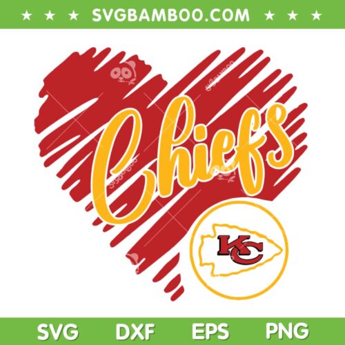 Chiefs Love Heart SVG PNG, KC Chiefs Heart SVG, Kansas City Chiefs DXF EPS SVG PNG