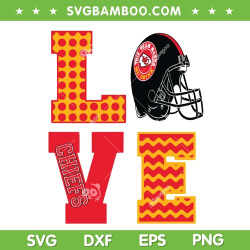 Chiefs Love SVG PNG, Kansas City Love SVG, Love Chiefs Football DXF EPS SVG PNG