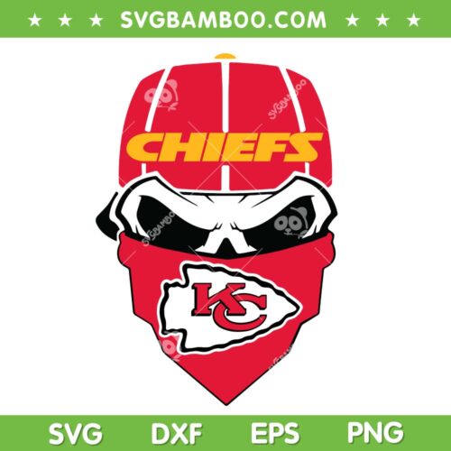 Chiefs Skull SVG PNG, Kansas City Chiefs Skull SVG, Chiefs Football DXF EPS SVG PNG