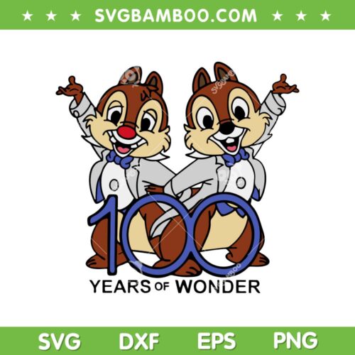 Chip And Dale 100 Years Of Wonder SVG PNG, Disney 100 Years Of Wonder SVG, 100 Years DXF EPS SVG PNG