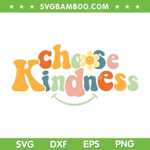 Choose Kindness Retro Groovy SVG PNG, Be Kind Women Men Inspirational SVG, Choose Kindness DXF SVG PNG EPS