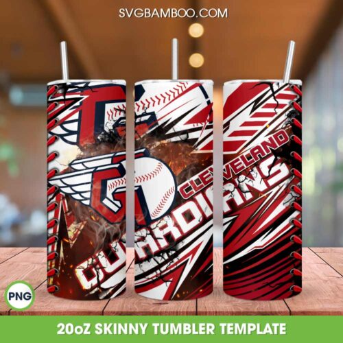 Cleveland Guardians Tumbler Wrap PNG, MBL Cleveland Guardians Tumbler Template Sublimation, MLB Baseball 20oz Skinny Tumbler PNG