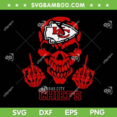 Cool Skull Kansas City Chiefs SVG PNG, Skull Chiefs Midle Finger SVG, Kansas City Digital Downloads