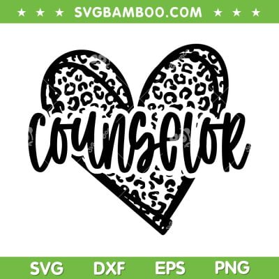 Counselor Leopard Heart SVG PNG, Funny Counselor SVG, Cheetah Heart DXF EPS SVG PNG