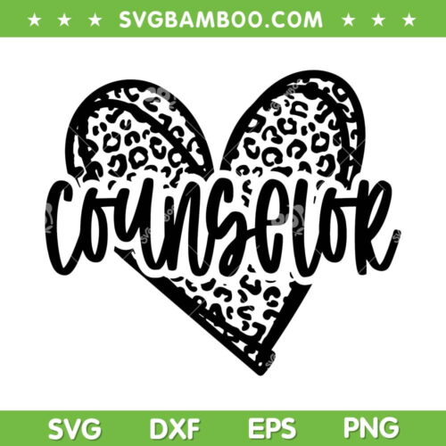 Counselor Leopard Heart SVG PNG, Funny Counselor SVG, Cheetah Heart DXF EPS SVG PNG