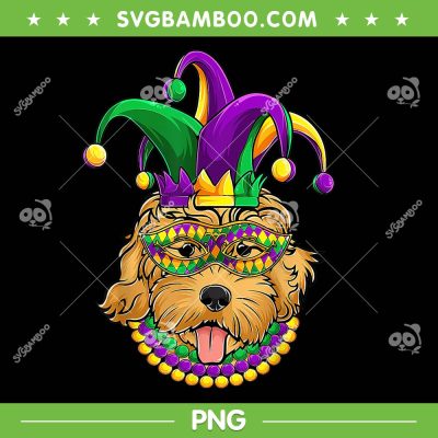 Cute Dog Mardi Gras PNG, Golden Doodle Mardi Gras PNG, Funny Mardi Gras PNG