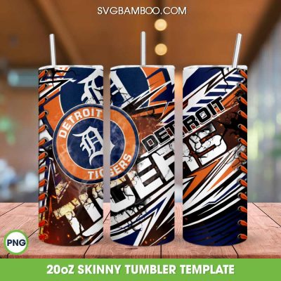 Detroit Tigers Tumbler Wrap PNG, Detroit Tigers MLB Tumbler Template Sublimation, MLB Baseball Team 20oz Skinny Tumbler PNG