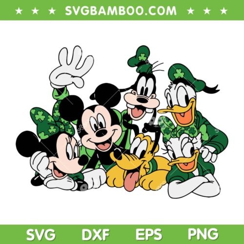 Disney Friends St Patricks Day SVG PNG, Mickey Mouse And Friends Saint Patrick SVG, Funny St Patricks Day DXF EPS SVG PNG