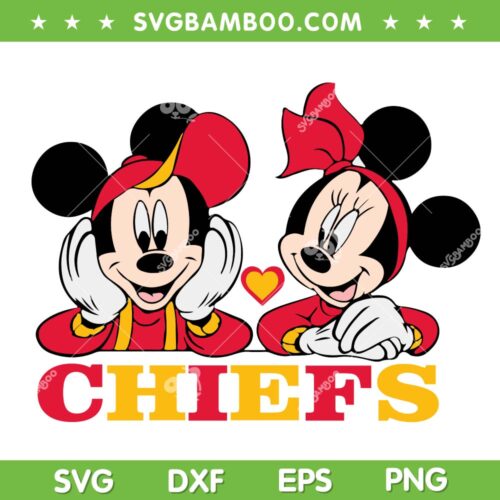 Disney Mouse Chiefs SVG PNG, Mickey Minnie Mouse Kansas City Chiefs SVG, Disney Sport DXF EPS SVG PNG