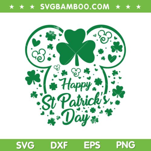 Disney Mouse Happy St Patricks Day SVG PNG, Mickey Shamrock SVG, St Patricks Day DXF EPS SVG PNG