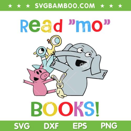 Elephant And Piggie Read Mo Books SVG PNG, Piggie Elephant And Book SVG, Elephant And Piggie DXF SVG PNG EPS