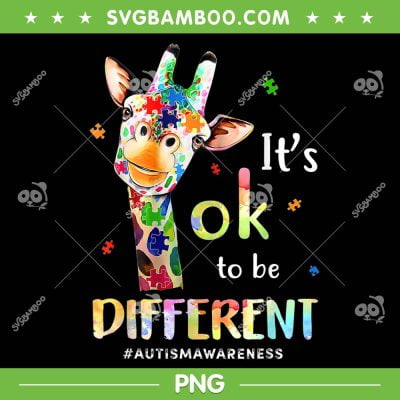 Giraffe Autism Awareness PNG, Animal Its Ok To Be Different PNG, Autism Awareness PNG