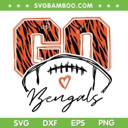 Go Bengals SVG PNG, Bengals Leopard Cheetah SVG, Go Bengals Football Leopard DXF SVG PNG EPS