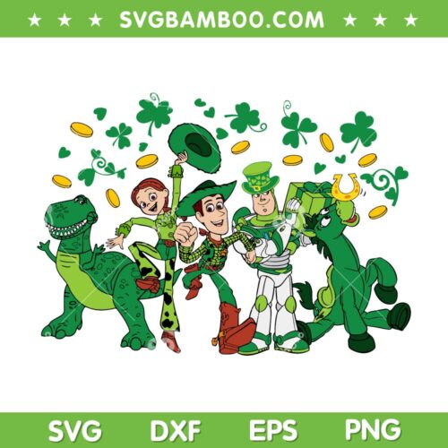 Toy Story St Patricks Day SVG PNG, Disney Toy Story 4 Shamrock SVG, Disney Saint Patrick Lucky DXF SVG PNG EPS